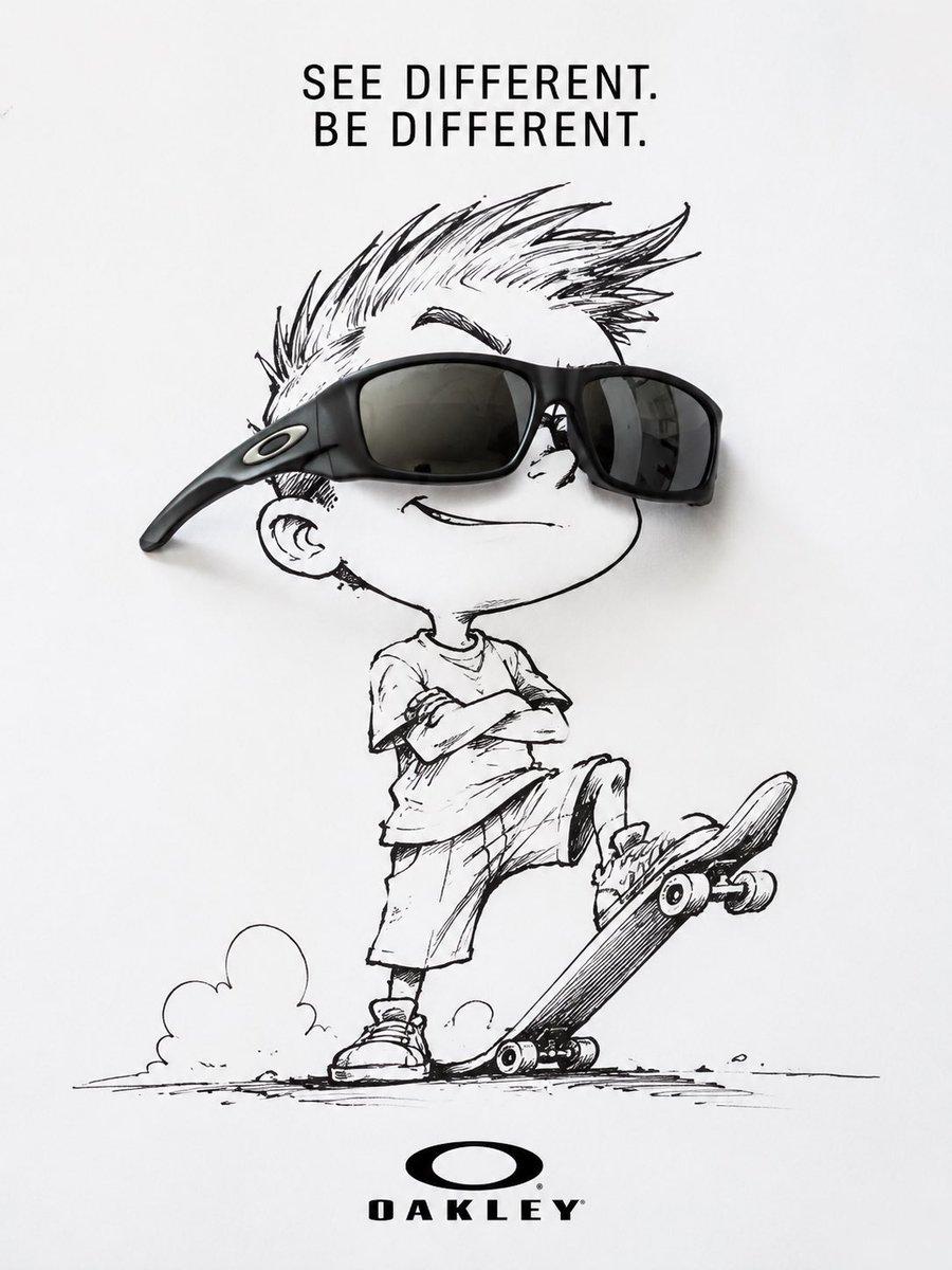 プロンプトのプレビュー: Oakley スケーター向けサングラス広告