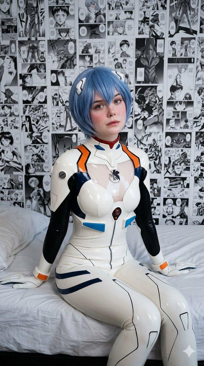 プロンプトのプレビュー: エル・ファニングによる綾波レイのコスプレ