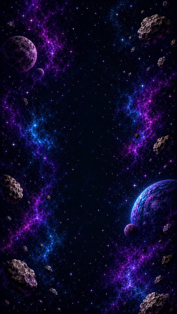プロンプトのプレビュー: 縦スクロール型ピクセルアート・スペースシューター背景