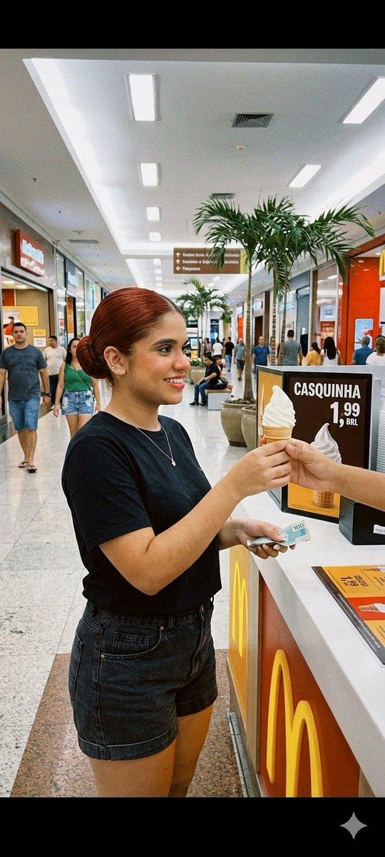 Preview ng prompt: Candid Mall Ice Cream Kiosk Photo