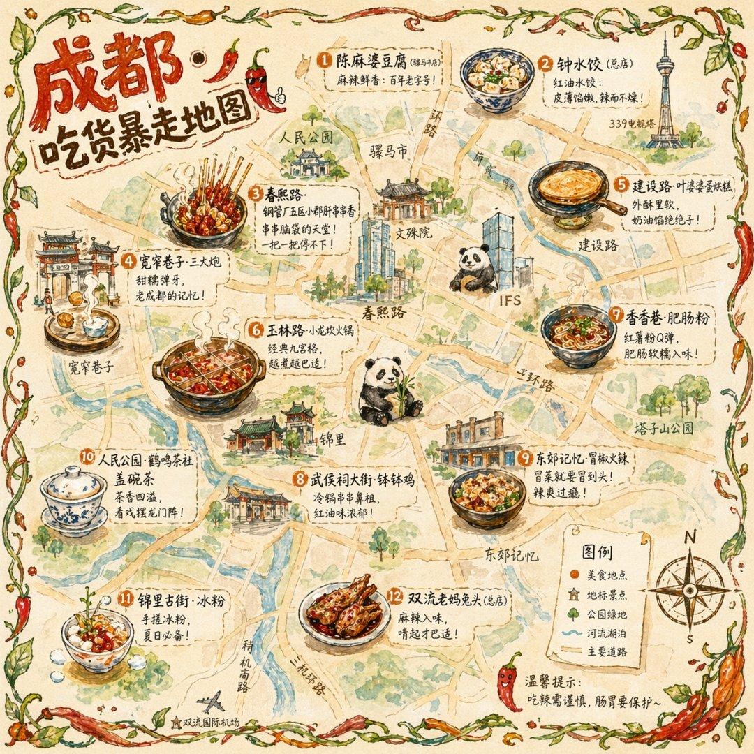 プロンプトのプレビュー: 街歩きグルメマップ(イラスト版)