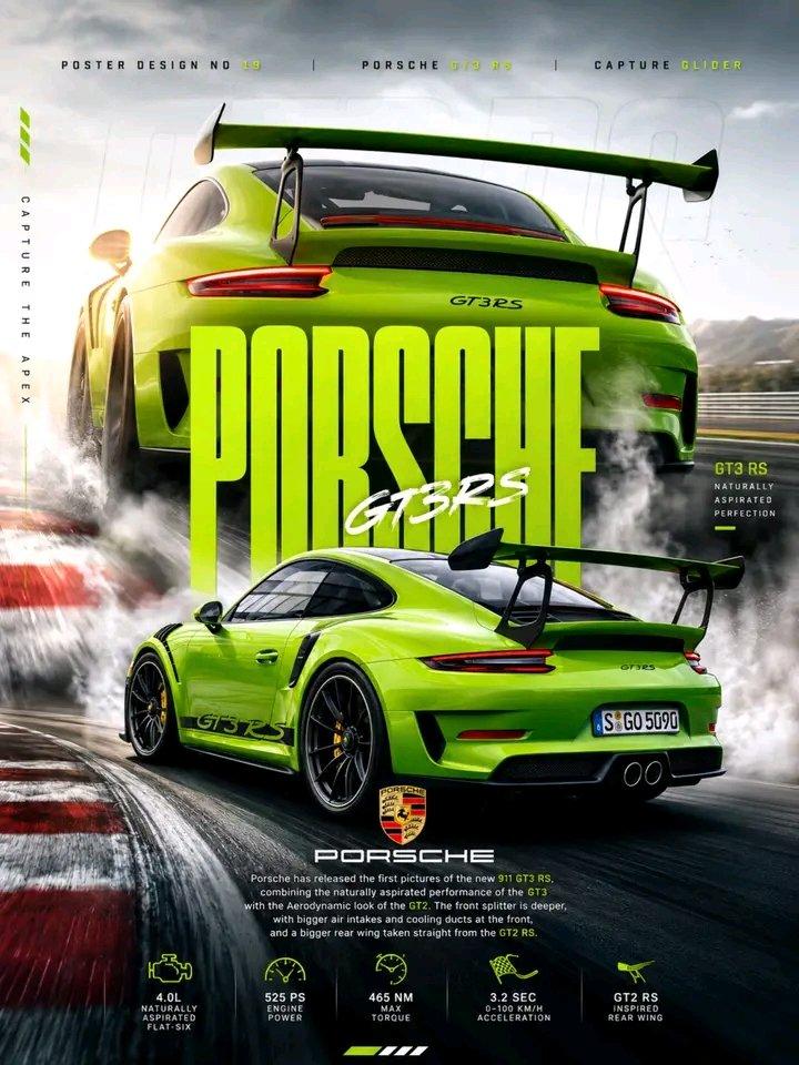 プロンプトのプレビュー: ポルシェ 911 GT3 RS モータースポーツポスター