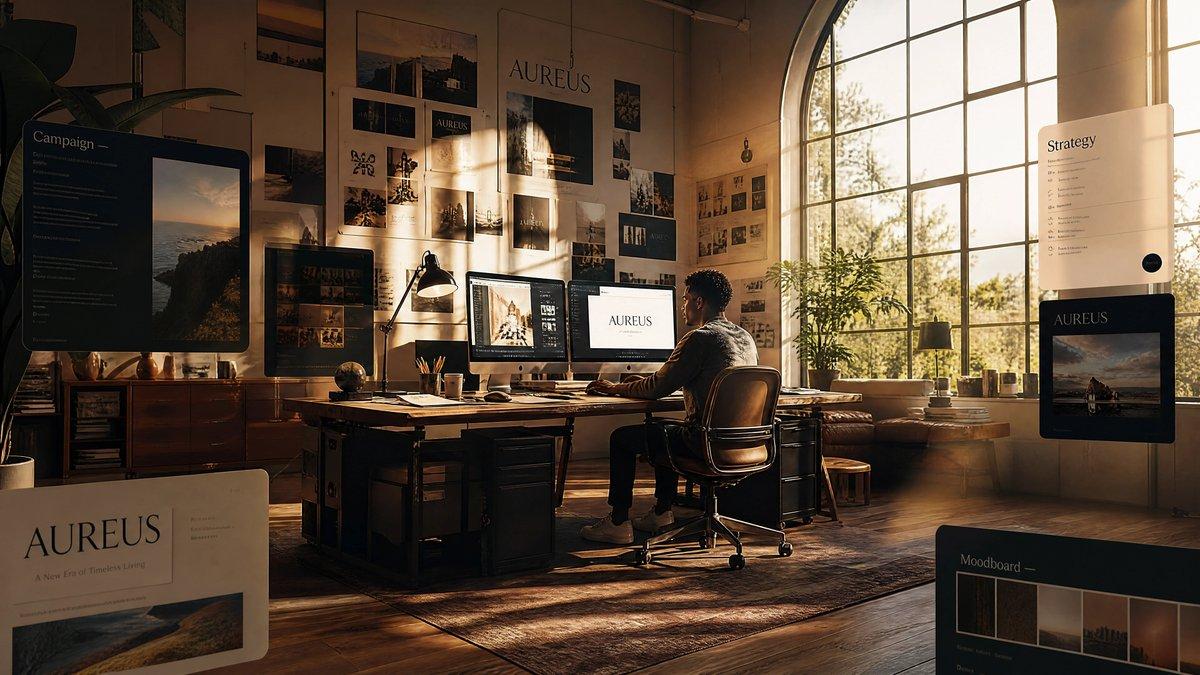 プロンプトのプレビュー: Golden Hour ブランドデザインスタジオ