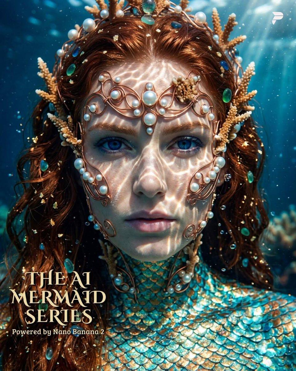 プロンプトのプレビュー: 超リアルな人魚の君主のポートレート