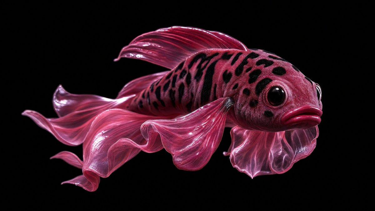 提示詞預覽: 亮面粉色鬥魚變形