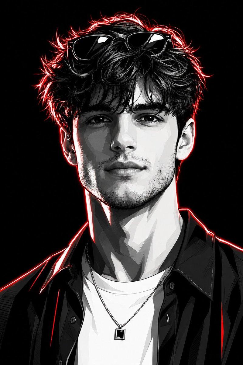 プロンプトのプレビュー: ネオン・グラフィックノベル風キャラクター変換