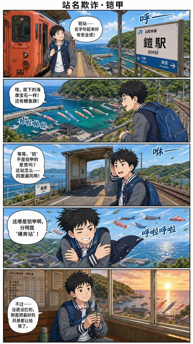 プロンプトのプレビュー: 鎧駅シーサイド漫画コミック