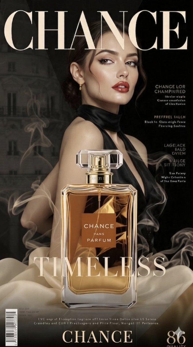 Pré-visualização do prompt: Capa de Revista de Perfume de Luxo