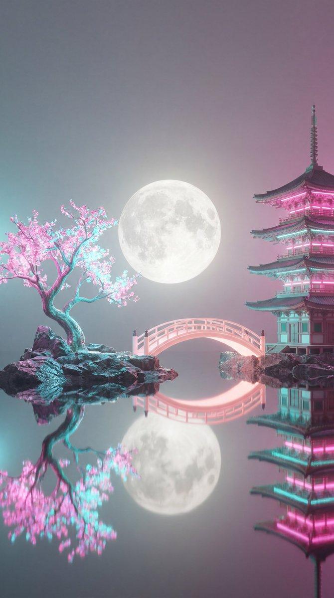 プロンプトのプレビュー: シュールなヴェイパーウェイヴの夜景