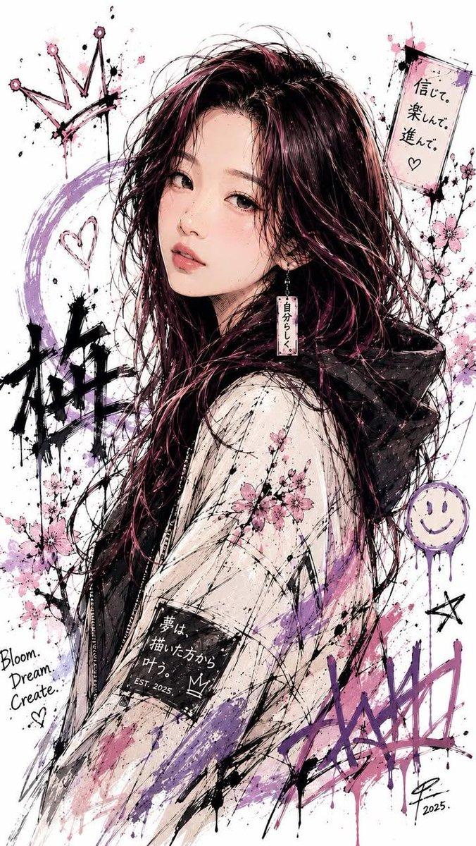 提示词预览: 日式水墨泼溅风格角色插画