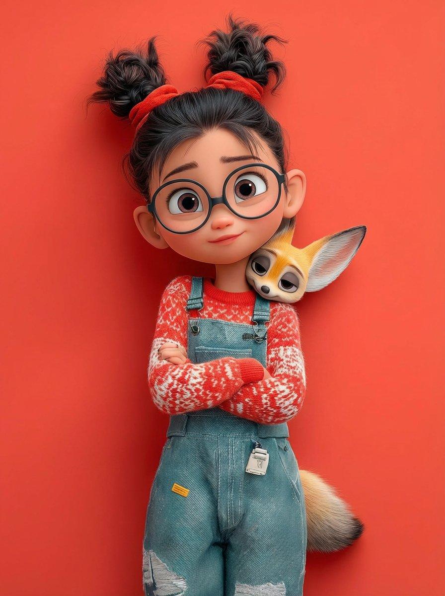 プロンプトのプレビュー: フェネックをあしらったピクサー風 3D キャラクター ポートレート