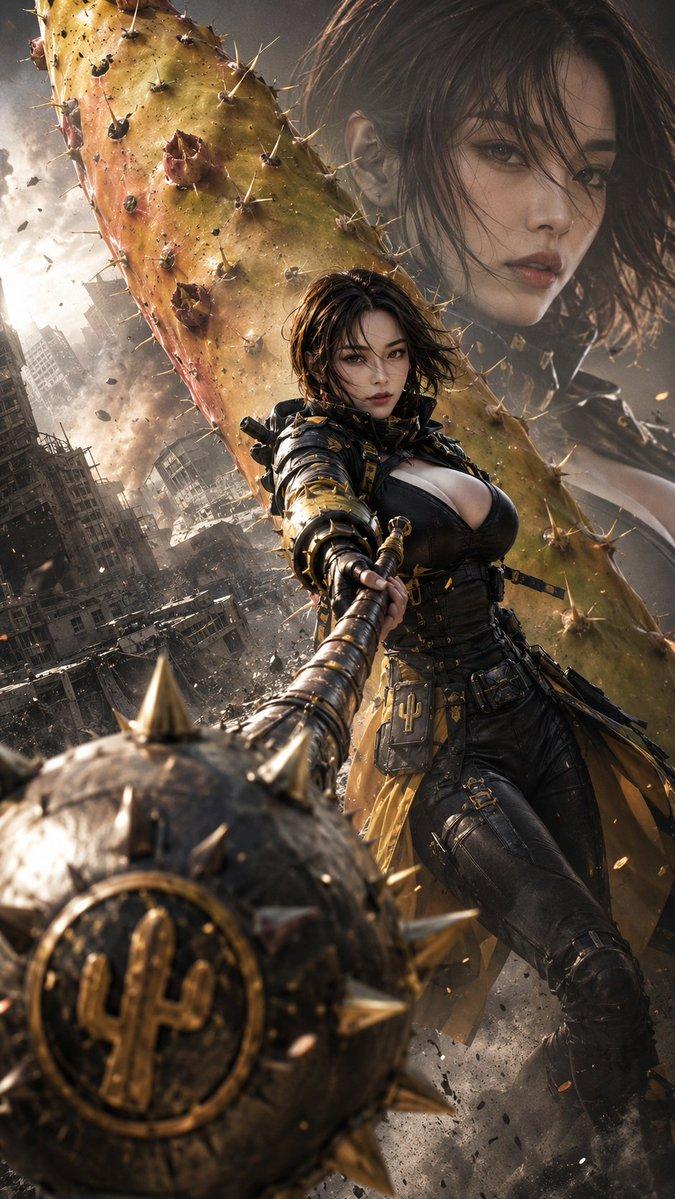 プロンプトのプレビュー: 終末世界のサボテン戦士