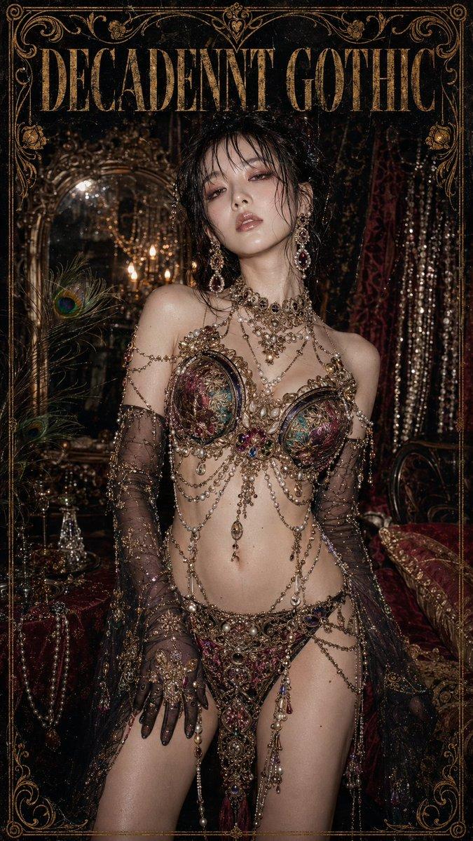 プロンプトのプレビュー: 退廃的なゴシック・ブドワール・ポスター