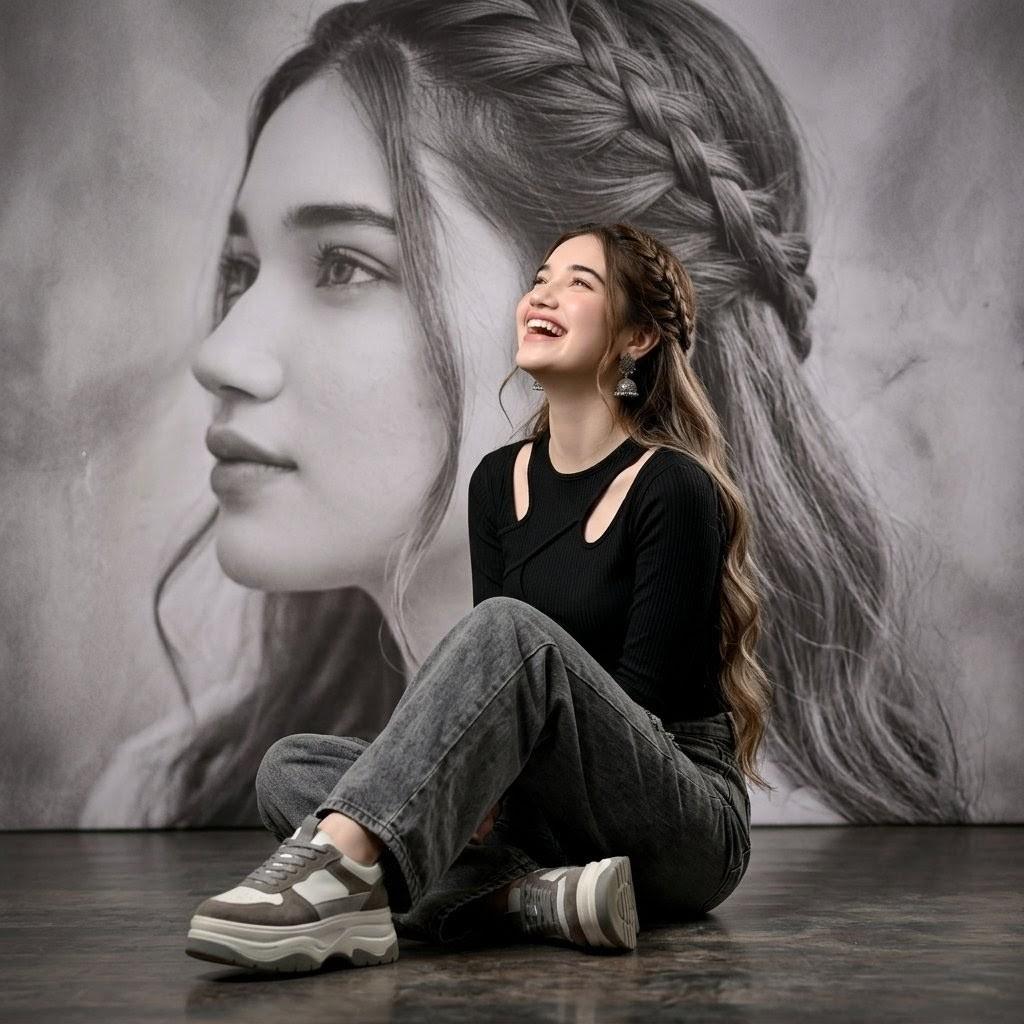 プロンプトのプレビュー: ブレイズヘアスタジオのファッションポートレート
