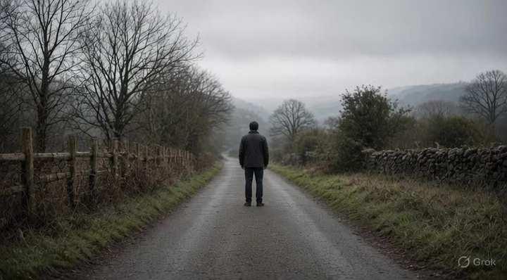 Prompt preview: 0–2s: A person stands at the end of a quiet road, waiting. 2–4s: Their dog suddenly runs toward them…