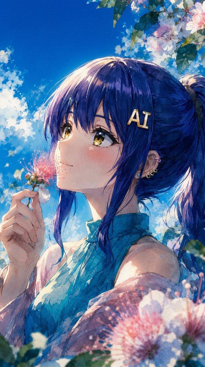 提示詞預覽: 夏季動漫肖像與合歡花