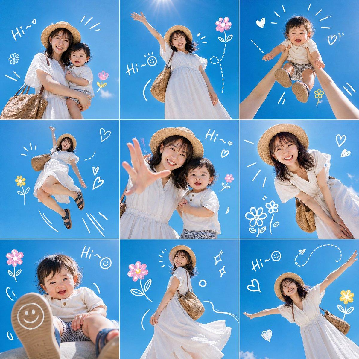 提示詞預覽: 夏季母嬰天空拼貼畫