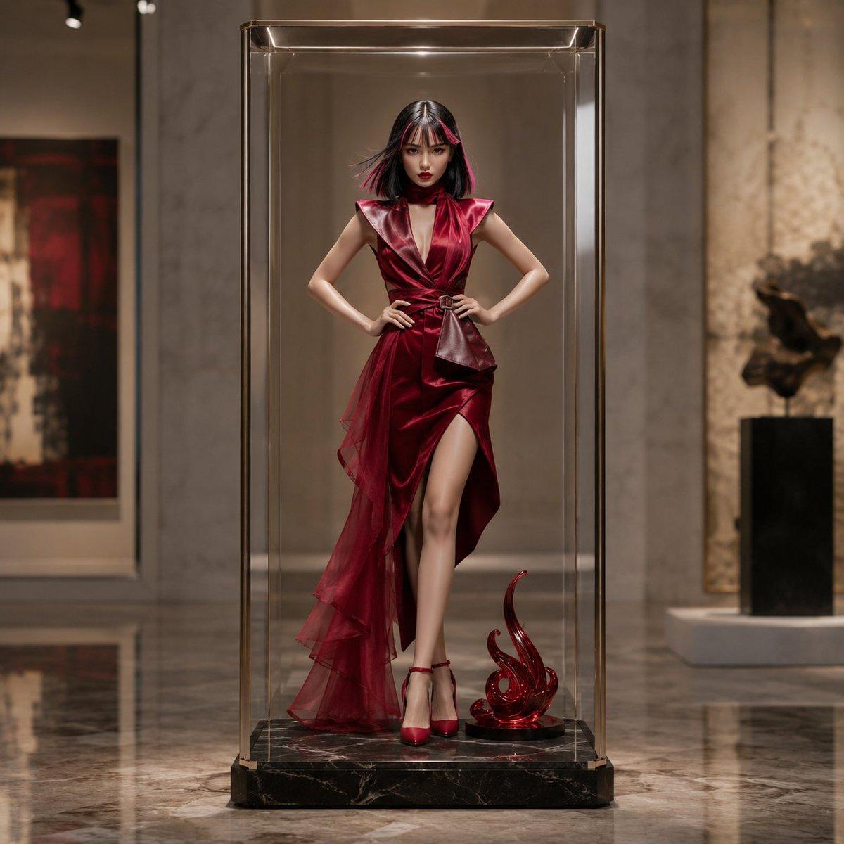 プロンプトのプレビュー: 高級 3D アートフィギュアの美術館展示