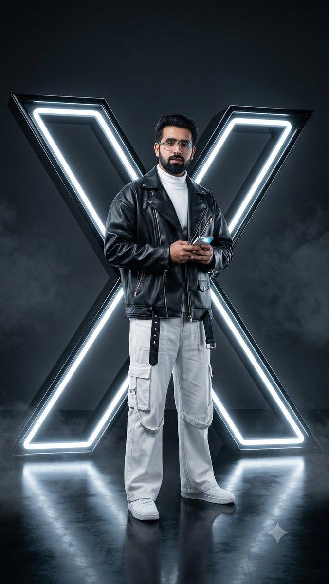 Vista previa del prompt: Retrato con logotipo de Twitter estilo ciberpunk neón