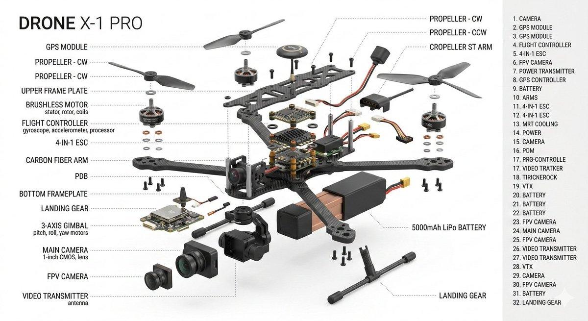 Promptforhåndsvisning: Exploded View Product Design Diagram Prompt
