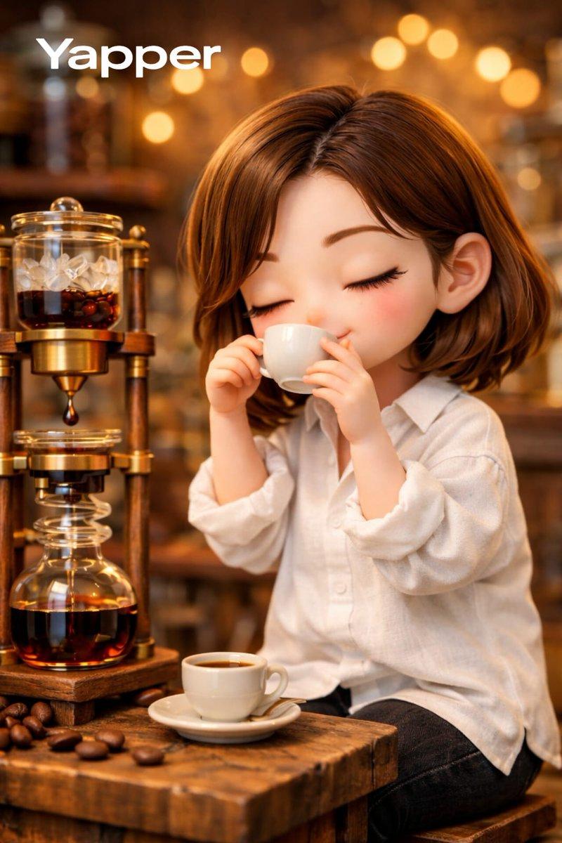 Превью промпта: Miniature Coffee Shop Diorama with Chibi Girl