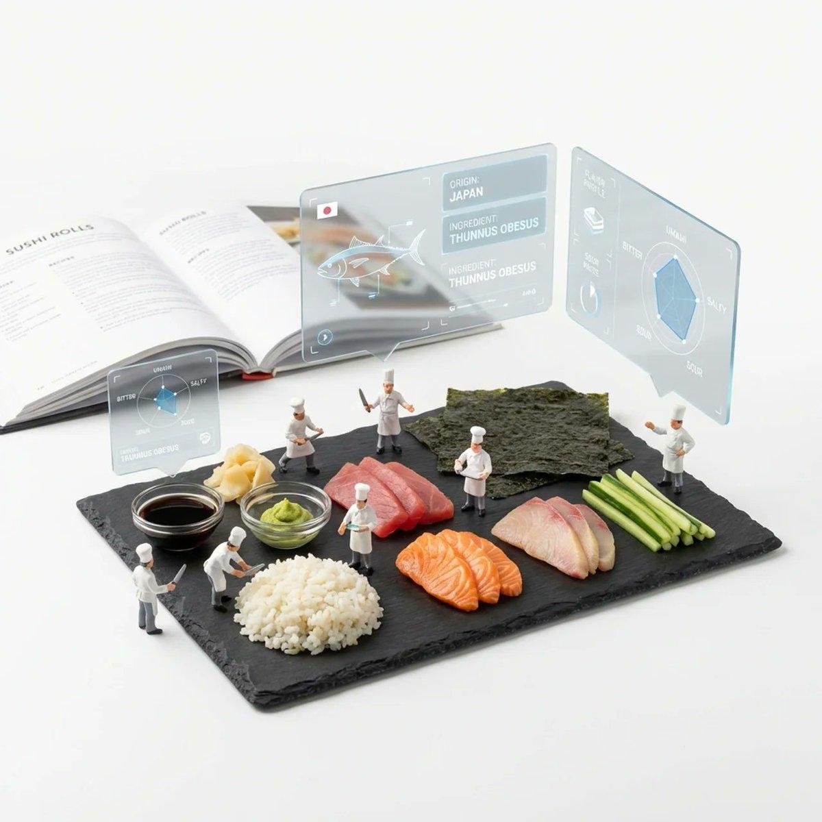 プロンプトのプレビュー: 分解された食材のビジュアライゼーション