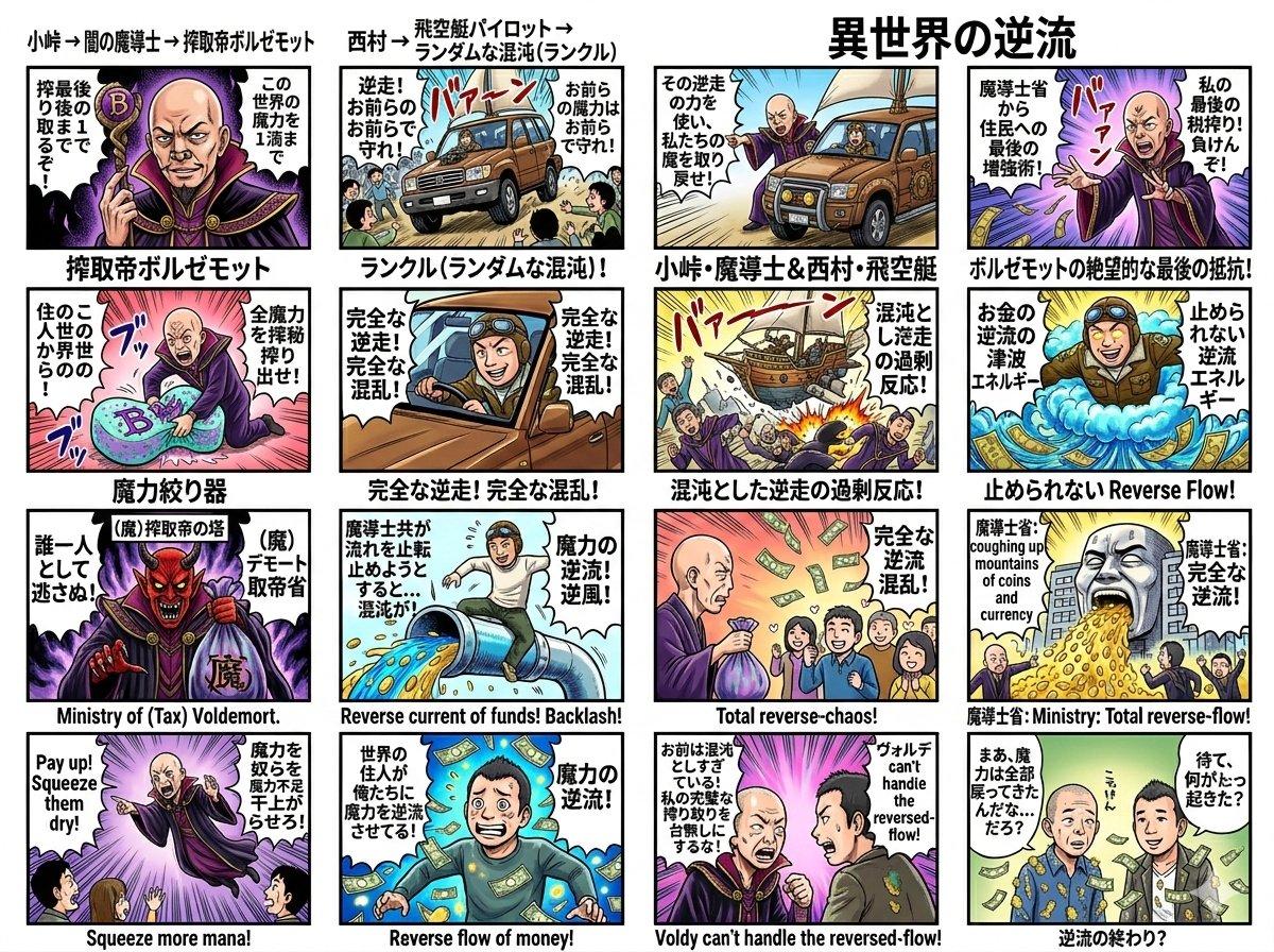 プロンプトのプレビュー: Nano Banana Pro コミックプロンプト:小峠英二がハリー・ポッターに