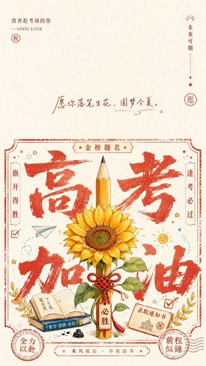Vista previa del prompt: Fondo de pantalla de póster de ánimo para el Gaokao