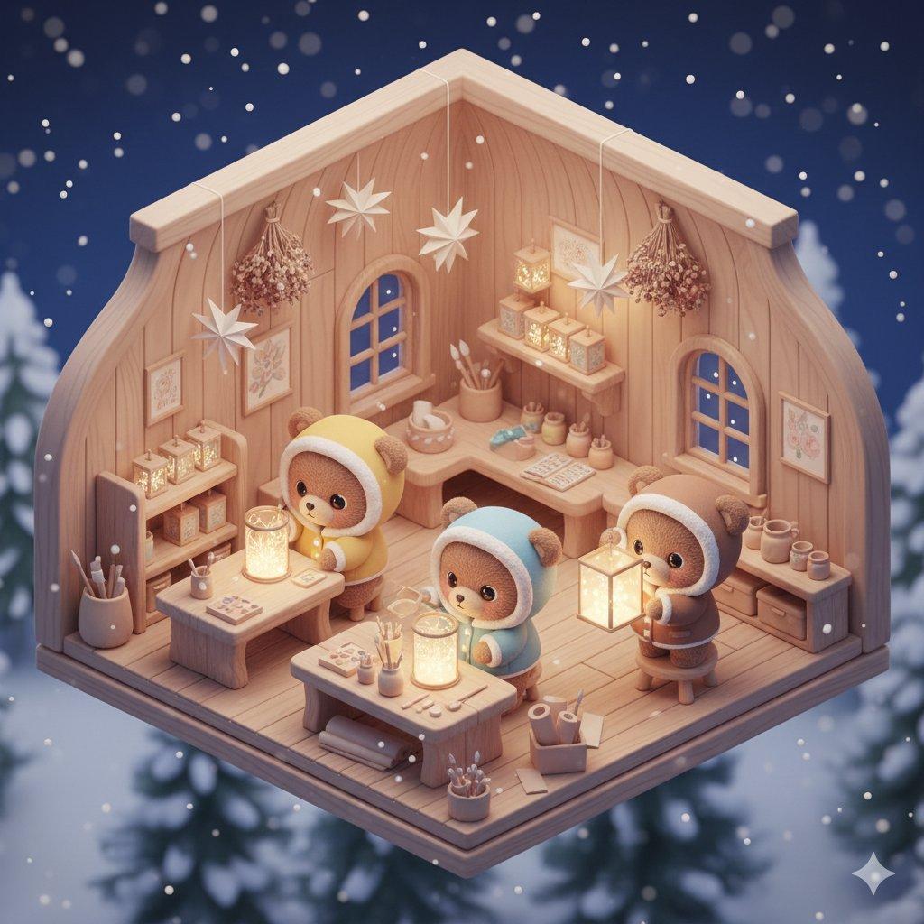 Promptforhåndsvisning: Isometric Kawaii Baby Bears Scene Prompt