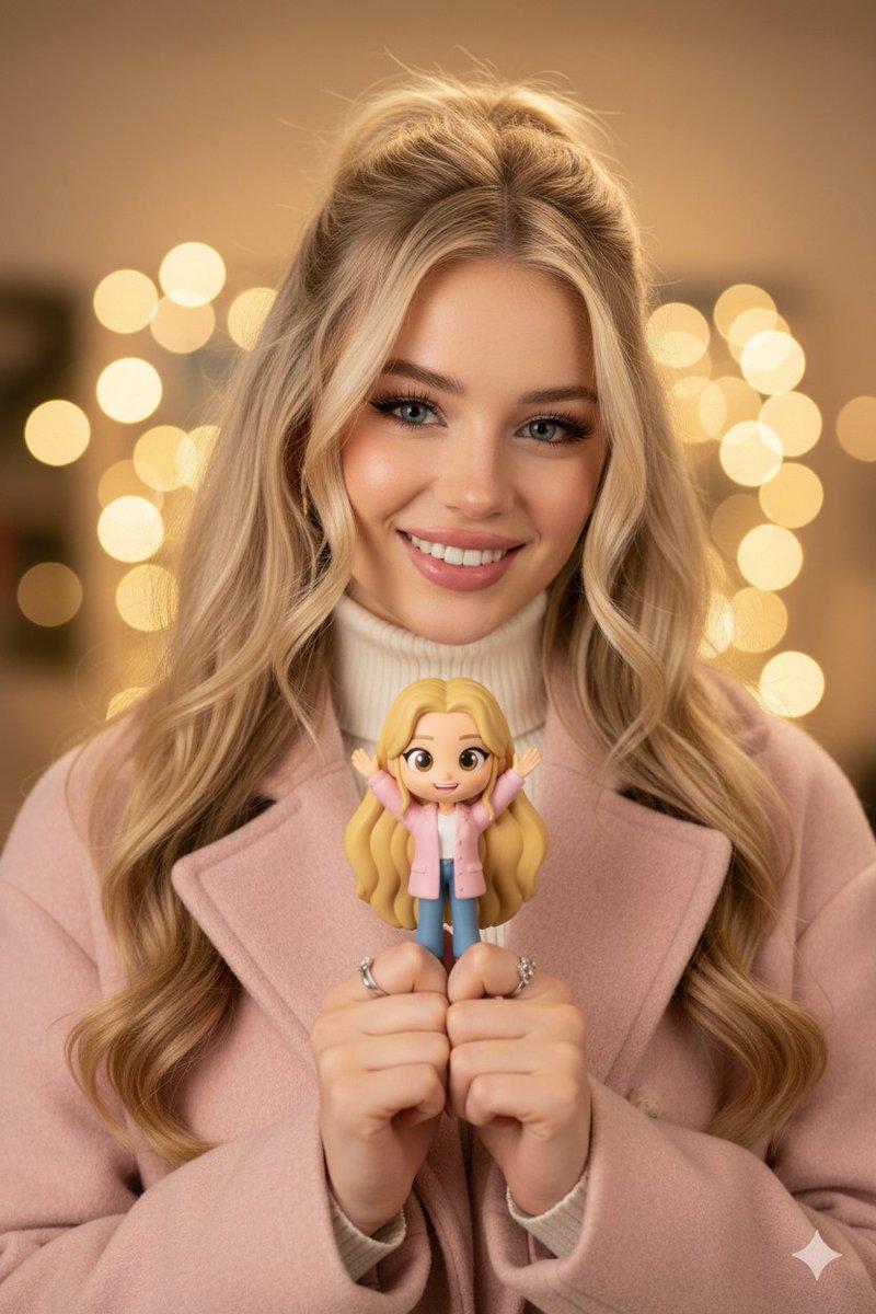 Promptvoorbeeld: Hyper-realistic Portrait with Chibi Figurine Prompt