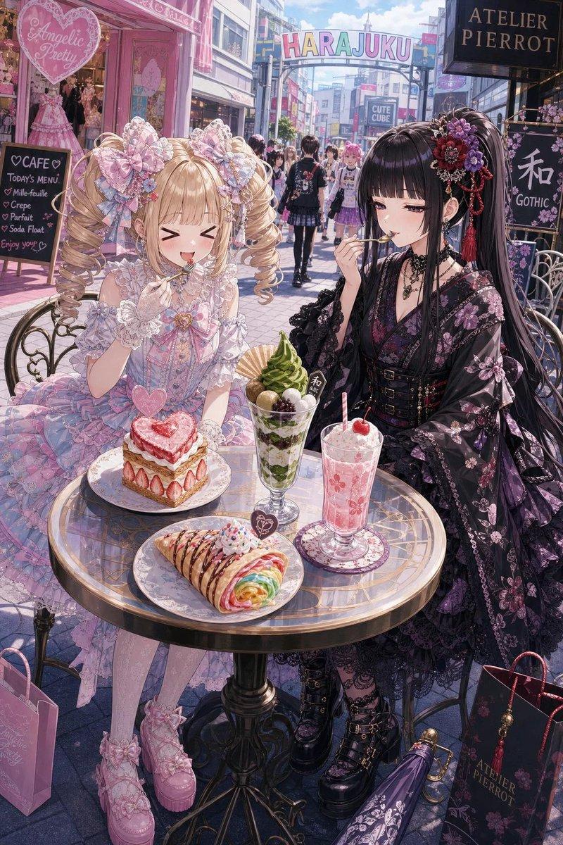 プロンプトのプレビュー: 原宿スウィートロリータ&和ゴシックカフェ