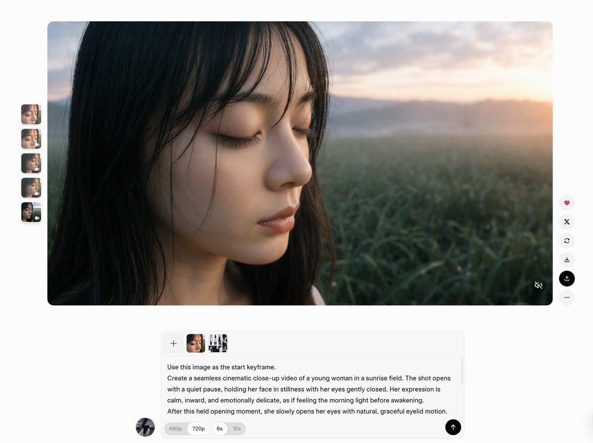 プロンプトのプレビュー: AI 動画ワークスペースのスクリーンショット