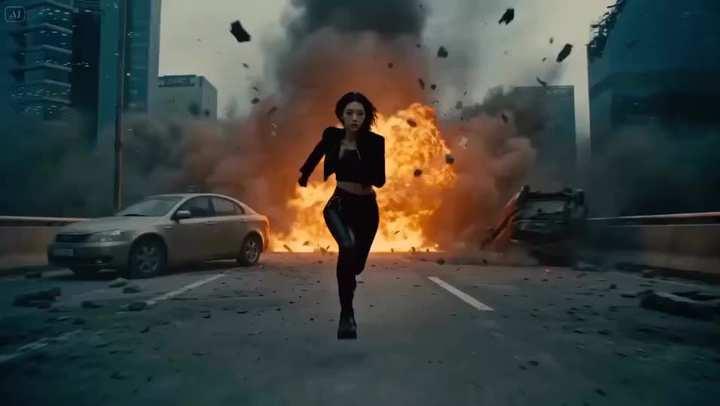 Превью промпта: Create a 31-second ultra-realistic cinematic action sequence set in a destroyed modern city, featuri…