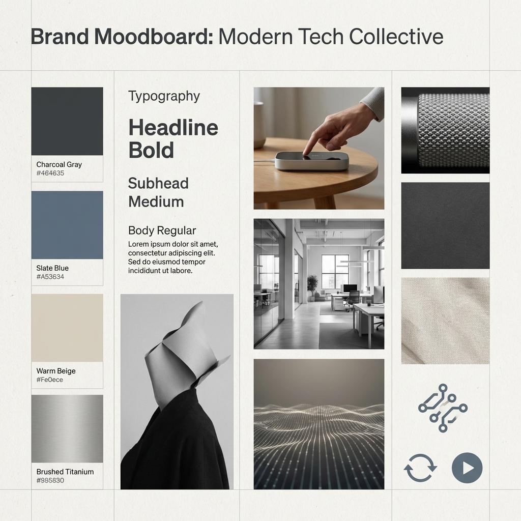Prévia do prompt: Prompt de Geração de Moodboard de Marca com Qualidade de Designer