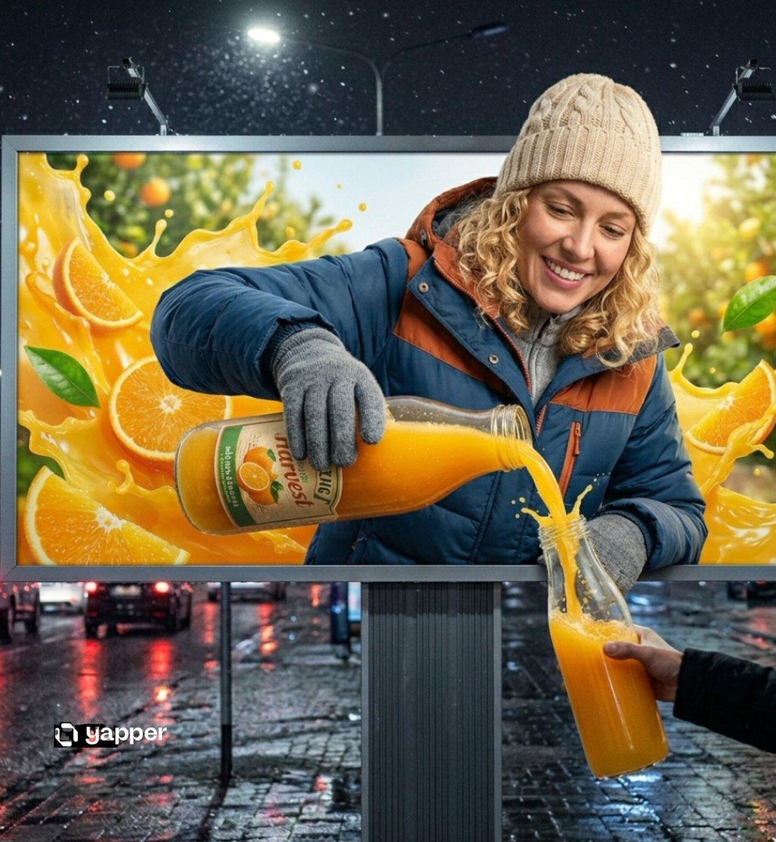 Promptforhåndsvisning: Hyper-realistic 3D Illusion Billboard Advertisement