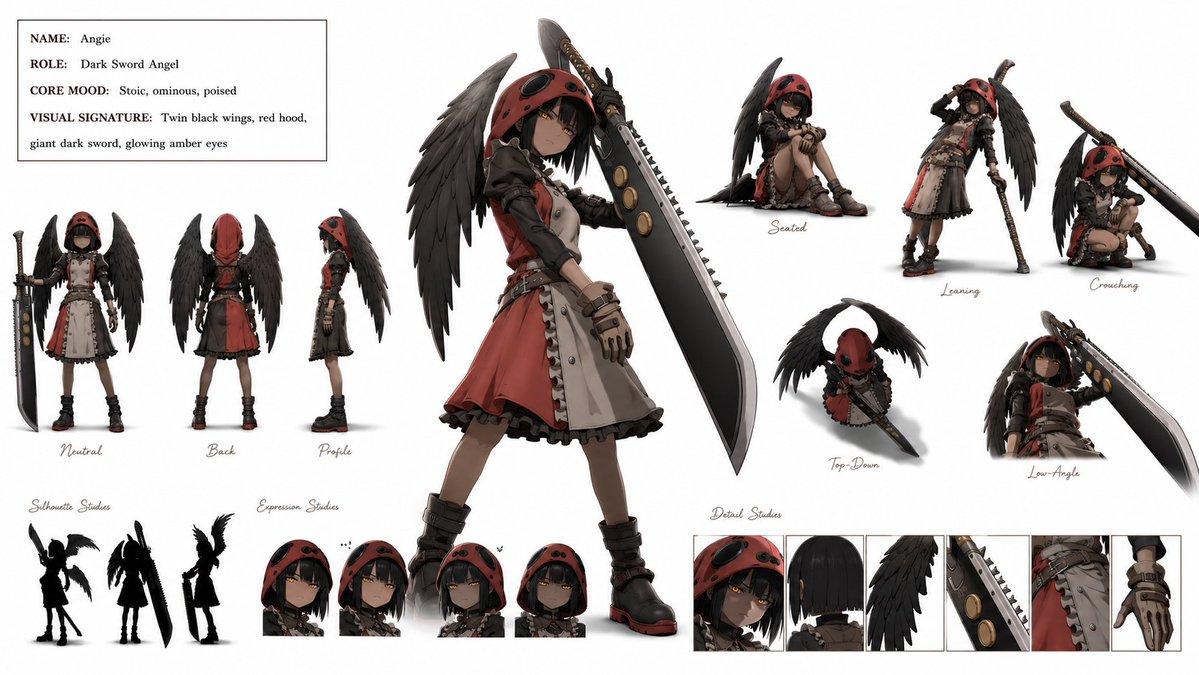 ตัวอย่างพรีวิวพรอมต์: แผ่นภาพตัวละคร Dark Sword Angel