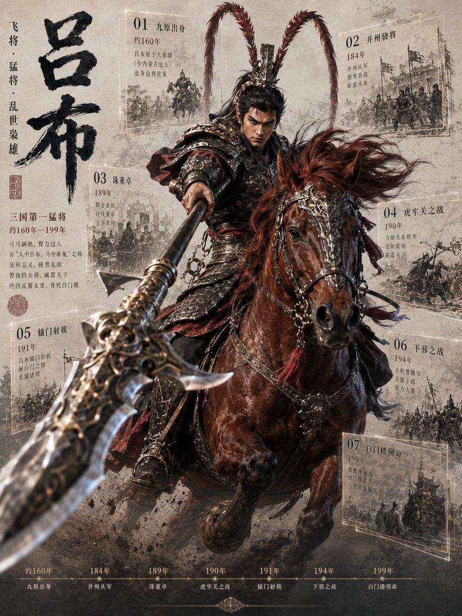 プロンプトのプレビュー: 呂布 歴史的武将ポスター