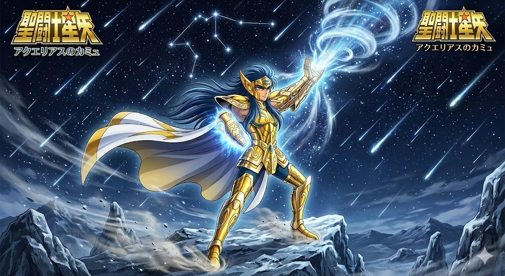 プロンプトのプレビュー: 水瓶座カミュ風の流星群