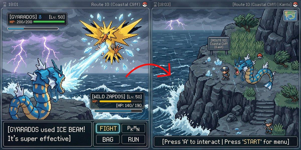 プロンプトのプレビュー: Pokémon オーバーワールド スクリーンショット生成