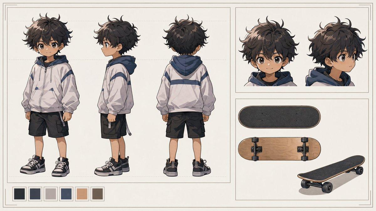 プロンプトのプレビュー: 小さな男の子のキャラクターシート