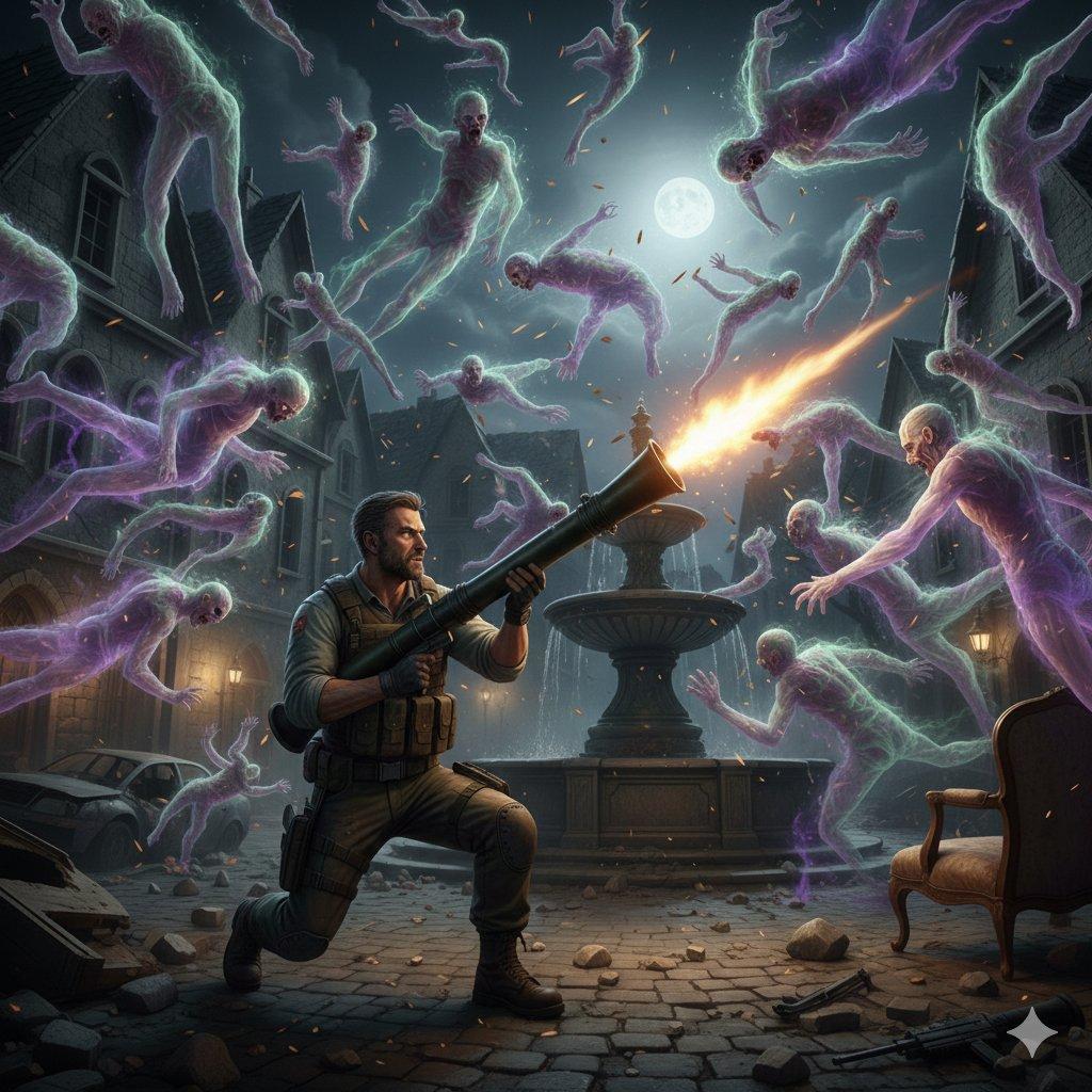 Promptforhåndsvisning: Resident Evil Rocket Launcher with Ethereal Mobs