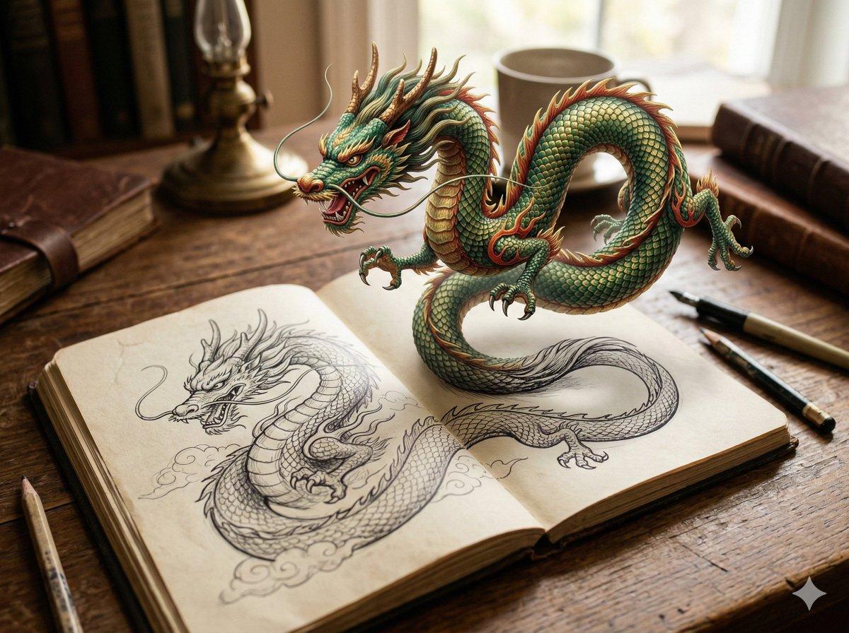 Promptforhåndsvisning: Nano Banana 2 Eastern Dragon Prompt