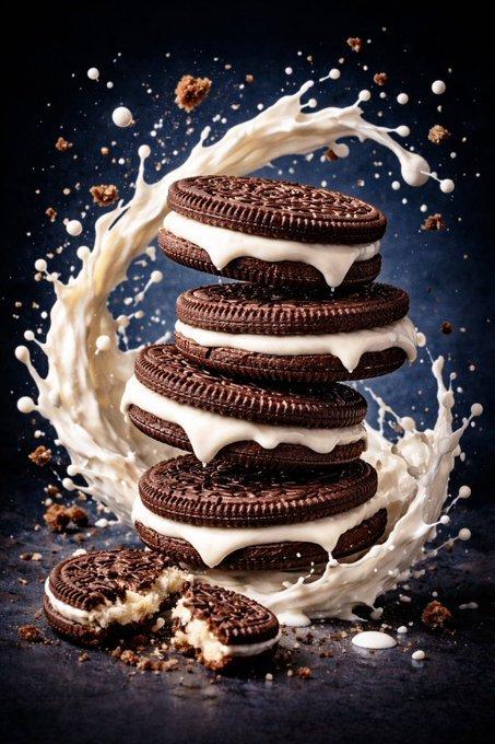 Pré-visualização do prompt: Macro de Biscoito de Luxo com Splash de Leite