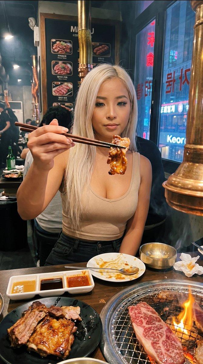 プロンプトのプレビュー: 都会のバーベキューディナーのポートレート