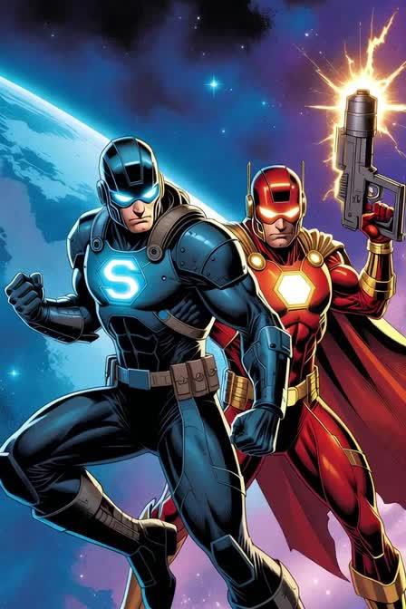 Preview ng prompt: Create two super heroes based on new Super intelligence and Space force concepts