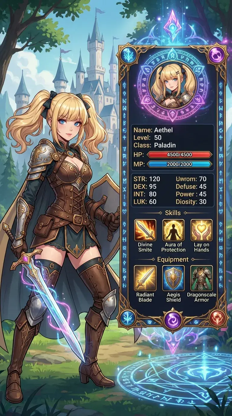 RPG Character Status UI - Output