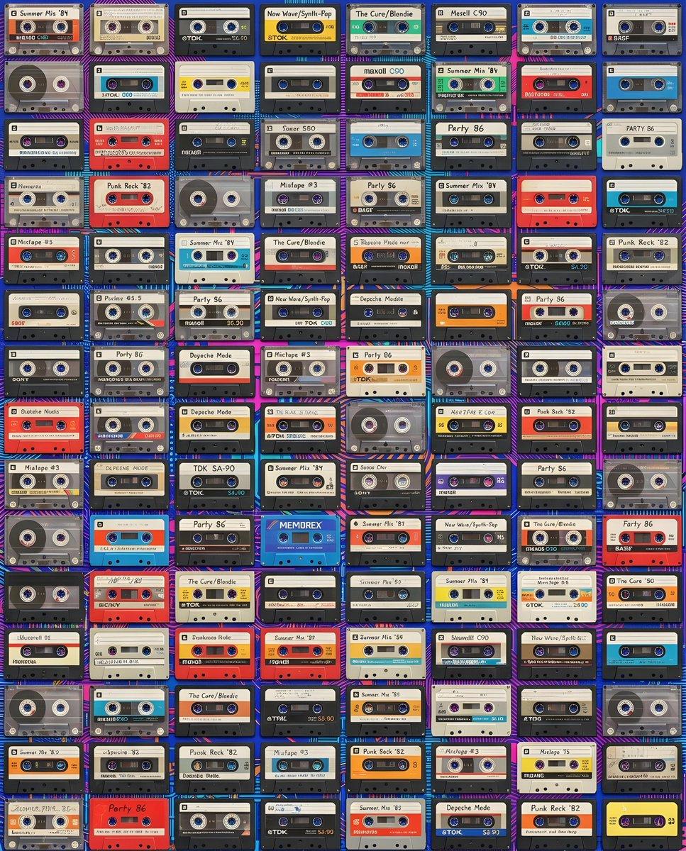 Promptforhåndsvisning: Vintage Cassette Tape Grid
