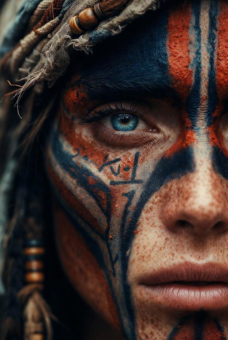 Promptvoorbeeld: Ancestral Tribal Gaze Portrait Prompt (Facial Lock)