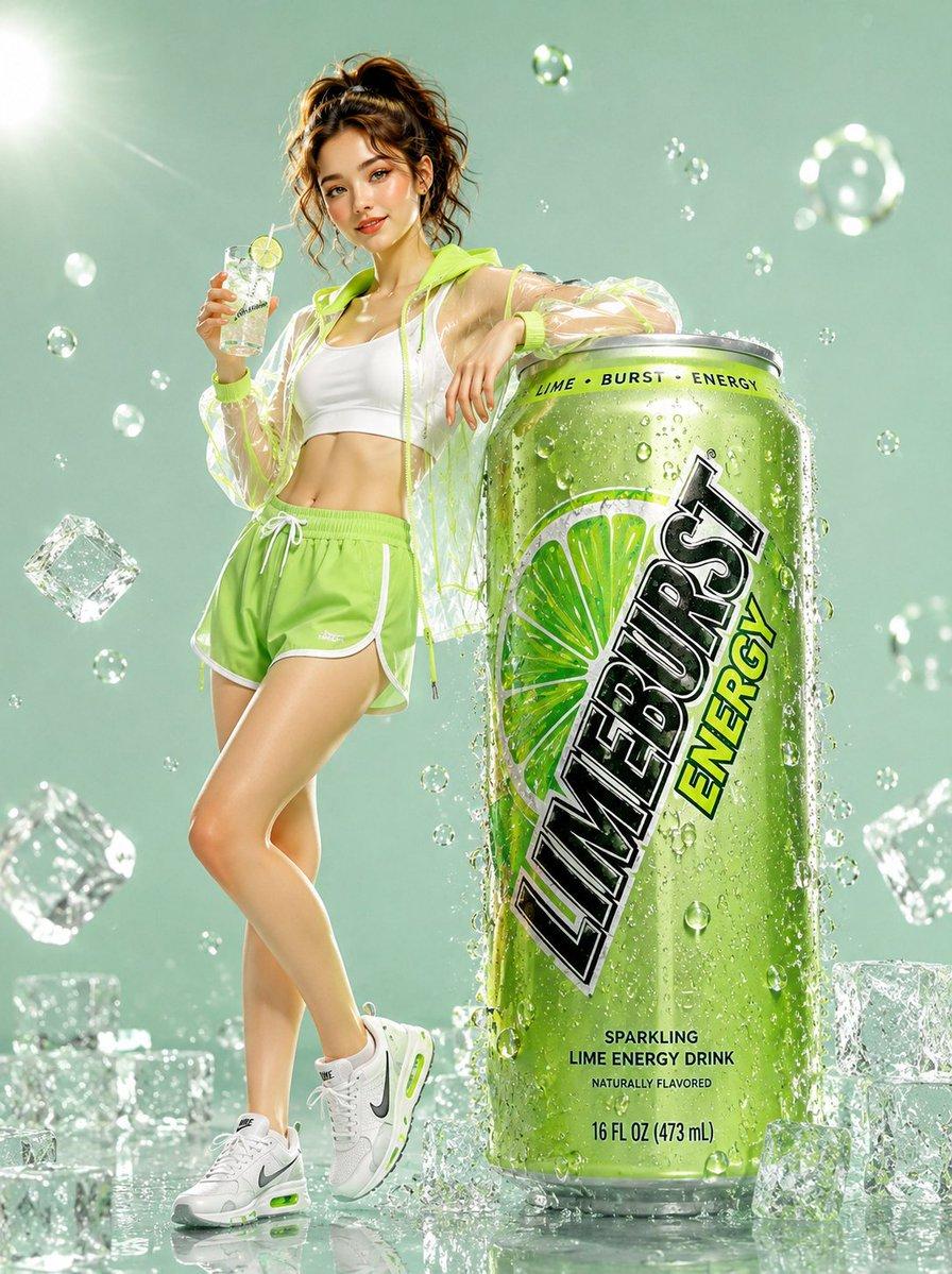 プロンプトのプレビュー: Limeburst エナジードリンク広告キャンペーン