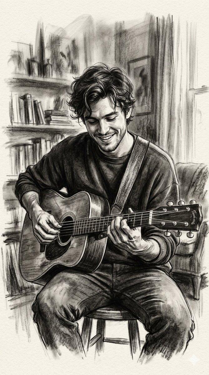 Preview ng prompt: Charcoal Portrait of Guitarist